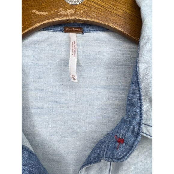 Free People Bandana Bandit Western Chambray Shirt - XS - Picture 8 of 9